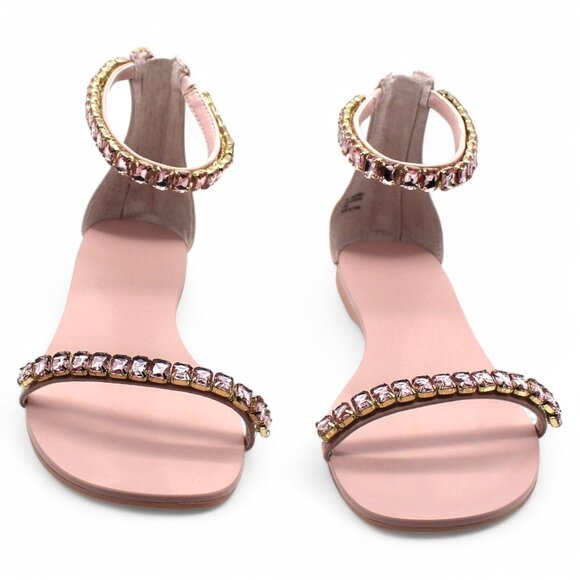 Inc Womens Pink Ankle Strap Embellished the Carmel Round Toe Zip-up Sandals Shoe - Picture 2 of 8